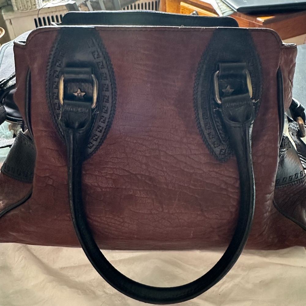 Fendi Vintage Brown / Black Leather Handbag